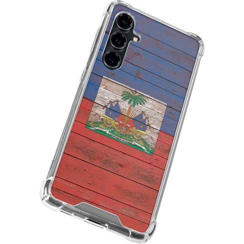 Haiti Flag Dark Wood Galaxy S23 FE Clear Case